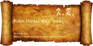 Kubritzky Rózsa névjegykártya